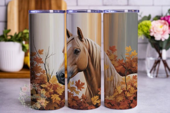 Autumn Horse Leaves Tumbler Wraps Graphics Review