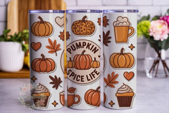 Autumn Pumpkin Spice Life Tumbler Wrap Graphics