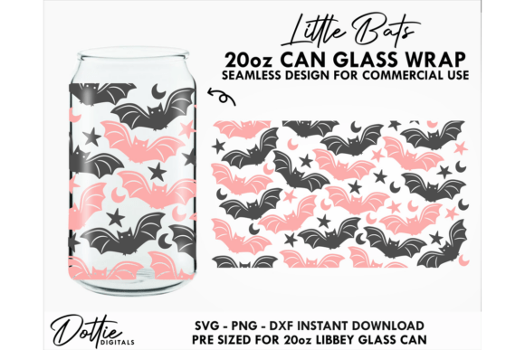 Bats Halloween 20oz Glass Can Wrap SVG