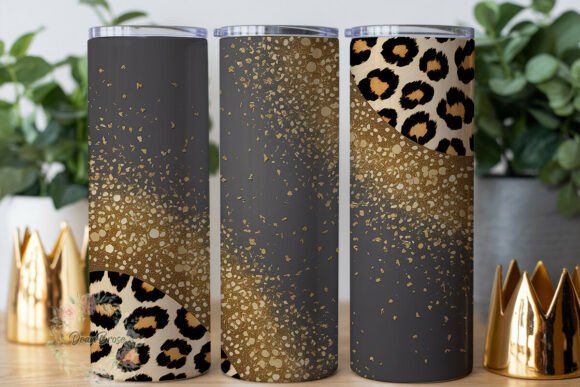 Black Gold Leopard Skinny 20oz Tumbler Graphics