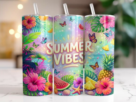 Colorful Tropical Summer Vibes Tumbler Graphics & Wraps Review