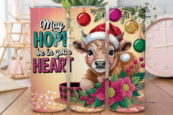 Cute Christmas Calf Tumbler Wrap PNG