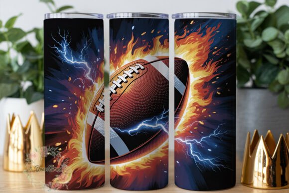 Flaming Football 20oz Tumbler Wrap: Graphics and Tumbler Wraps