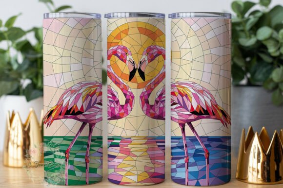 Flamingo Stained Glass 20oz Tumbler Wrap: Graphics & Tumbler Wraps