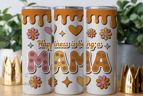 Floral MAMA Happiness Tumbler Wrap Graphics