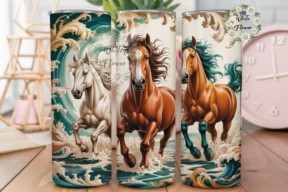 Galloping Horses Art 20oz Tumbler Wrap Graphics