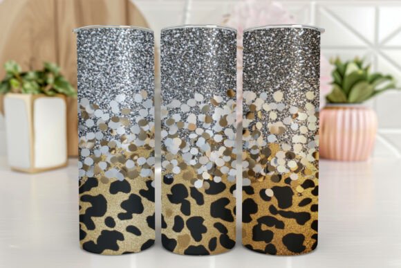 Glitter Leopard Tumbler Wrap 20oz Skinny