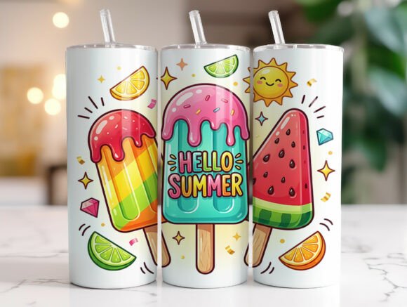 Hello Summer Graphics for Tumbler Wraps