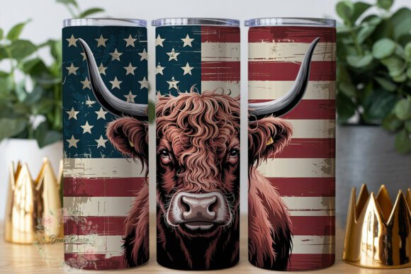 Highland Cow Flag 20oz Tumbler Wrap Graphics
