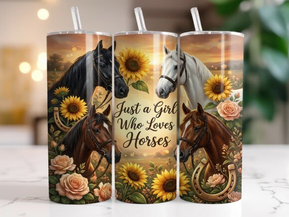 Just a Girl Who Loves Horses Tumbler PNG