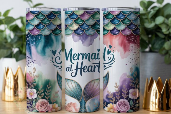 Mermaid Heart Teal Purple 20oz Tumbler W Graphics