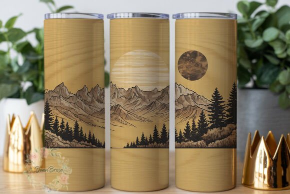 Mountain Forest Scene 20oz Tumbler Wrap Graphics