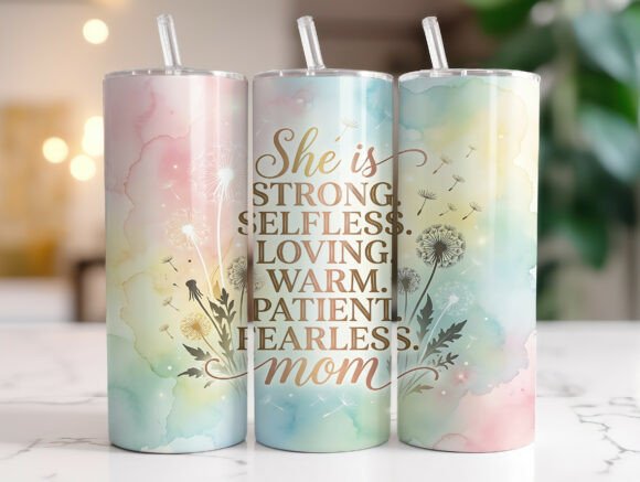 Pastel Dandelion Mom Quote Tumbler Wrap Graphics