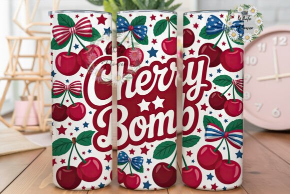 Patriotic Cherry Bomb 20oz Tumbler Wrap Graphics