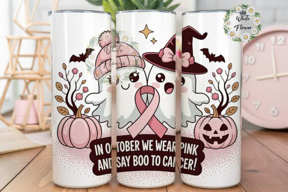 Pink Ghost Halloween Awareness Tumbler Graphics