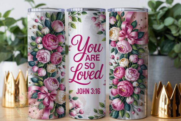 Pink Rose Floral John 3 16 20oz Tumbler Graphics
