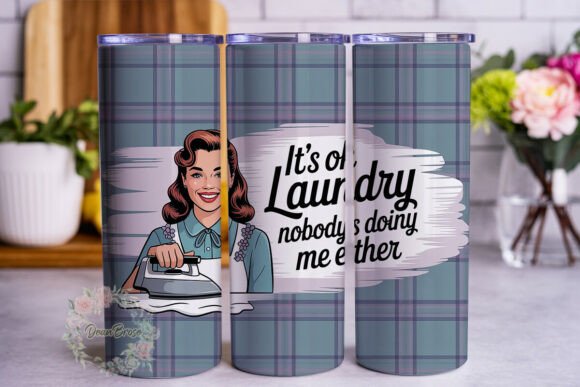 Retro Laundry Day Humor Graphics for Tumbler Wraps