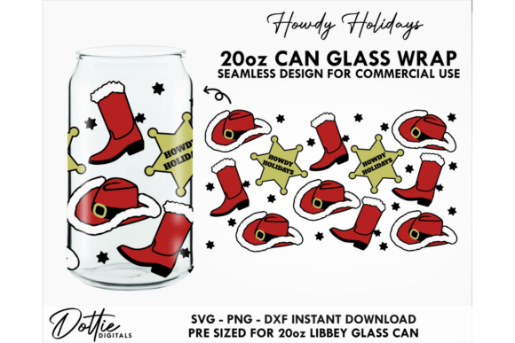 Review: Cowboy Christmas 20oz Glass Can Wrap SVG