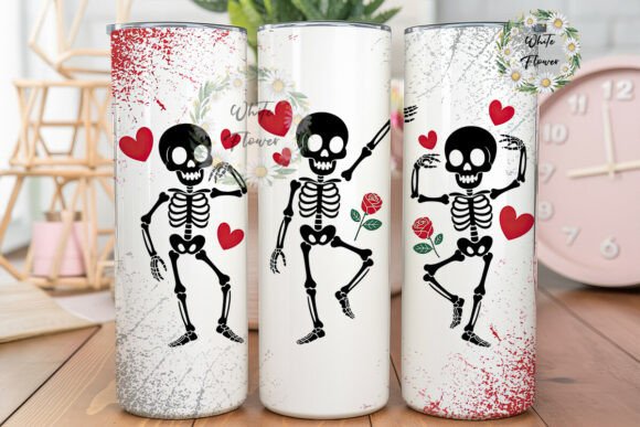 Skeletons Roses Hearts Tumbler Wrap Graphics