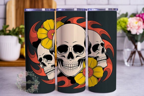 Skull Sunflower Tattoo Tumbler Wraps Graphics Review