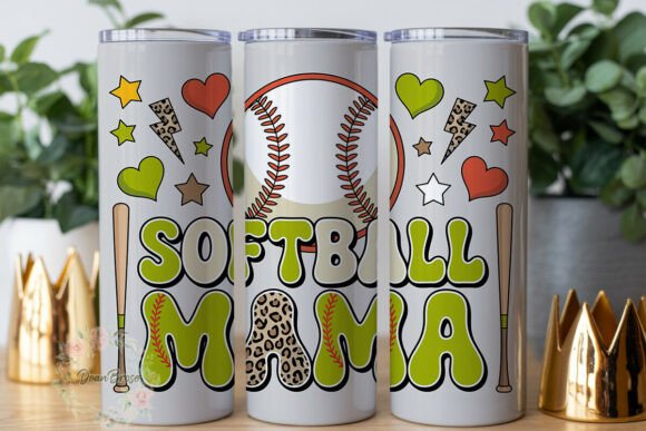 Softball Mama Leopard Print 20oz Tumbler Graphics