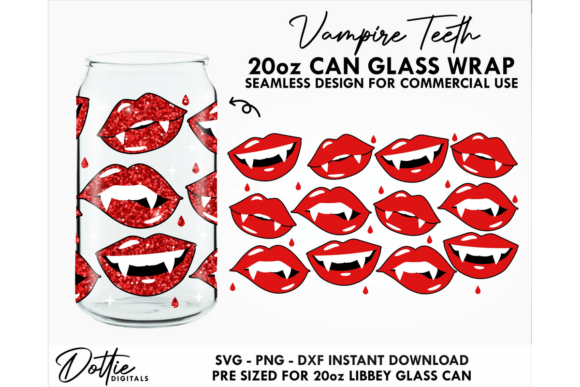 Vampire Teeth 20oz Glass Can Wrap SVG
