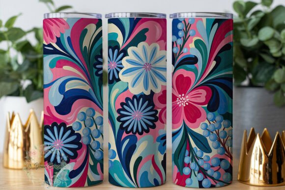 Vibrant Floral Abstract 20oz Tumbler Wraps