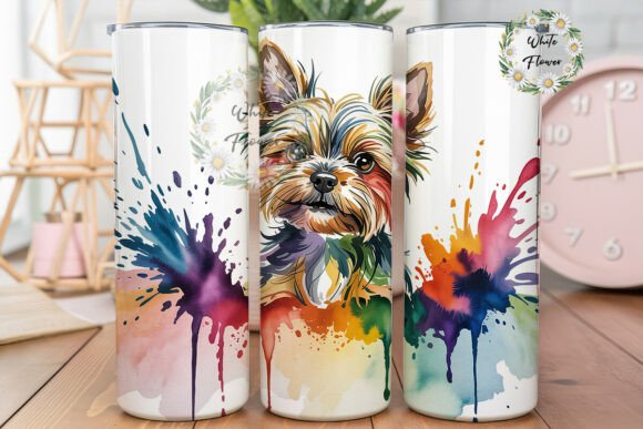 Vibrant Watercolor Dog 20oz Tumbler Wrap Graphics